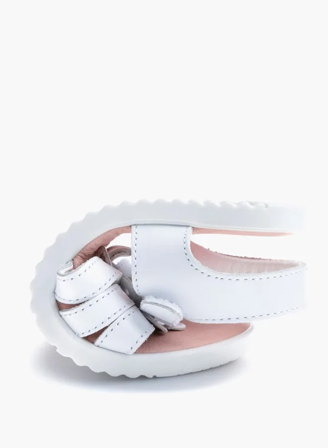 بابلوسكي Girls' Floral Cutout Detail Sandals with Hook and Loop Closure