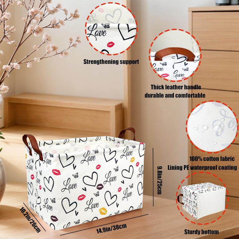 SETAMA Valentine's Day Basket Gift for Empty Cute Heart Large Storage Bin for Kid and Baby Room Décor (Lips Love) - Image 5