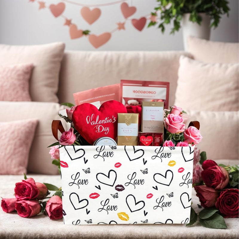 SETAMA Valentine's Day Basket Gift for Empty Cute Heart Large Storage Bin for Kid and Baby Room Décor (Lips Love) - Image 2