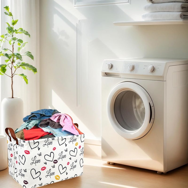 SETAMA Valentine's Day Basket Gift for Empty Cute Heart Large Storage Bin for Kid and Baby Room Décor (Lips Love) - Image 3