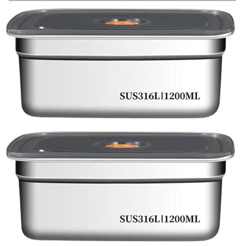 WE-CEF food storage containers leak proof & airtight lids for Kitchen SUS 316 stainless steel bowl Fridge Storage Containers 1200 ML for Food Leftover Storage microwave safe (1200 ML - 2 PCs) - Image 1