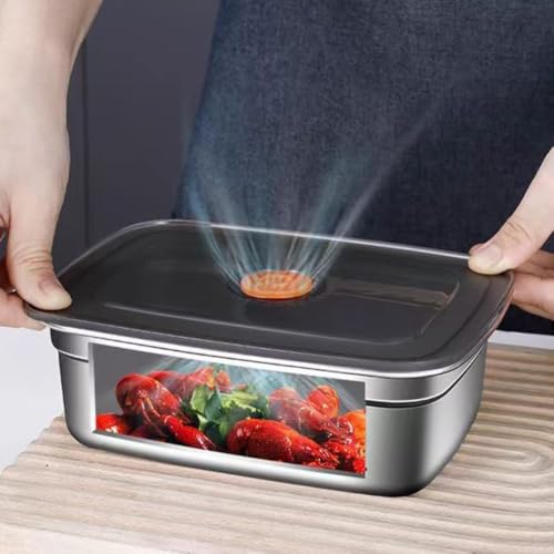 WE-CEF food storage containers leak proof & airtight lids for Kitchen SUS 316 stainless steel bowl Fridge Storage Containers 1200 ML for Food Leftover Storage microwave safe (1200 ML - 2 PCs) - Image 3