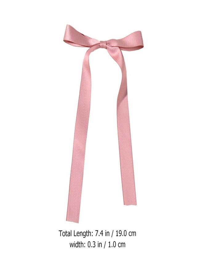 Lurrose Hair Ribbons for Women 2pcs Bow Hair Clips Long Ribbon Bowknot Barrettes Princess Hairpins for Kids Lolita Girl Wedding Birthday Baby Shower Party Pink Bows - Image 4