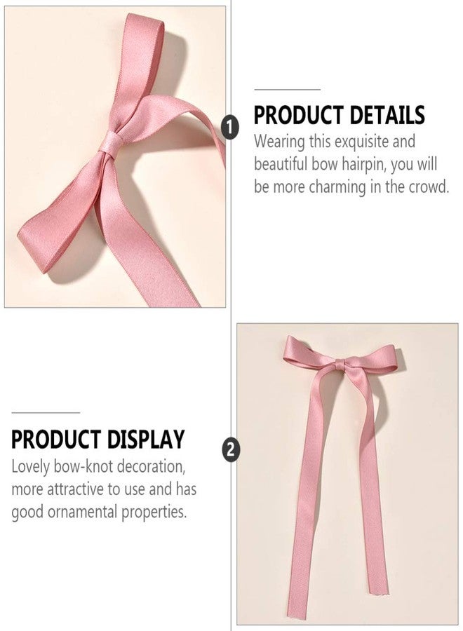 Lurrose Hair Ribbons for Women 2pcs Bow Hair Clips Long Ribbon Bowknot Barrettes Princess Hairpins for Kids Lolita Girl Wedding Birthday Baby Shower Party Pink Bows - Image 2
