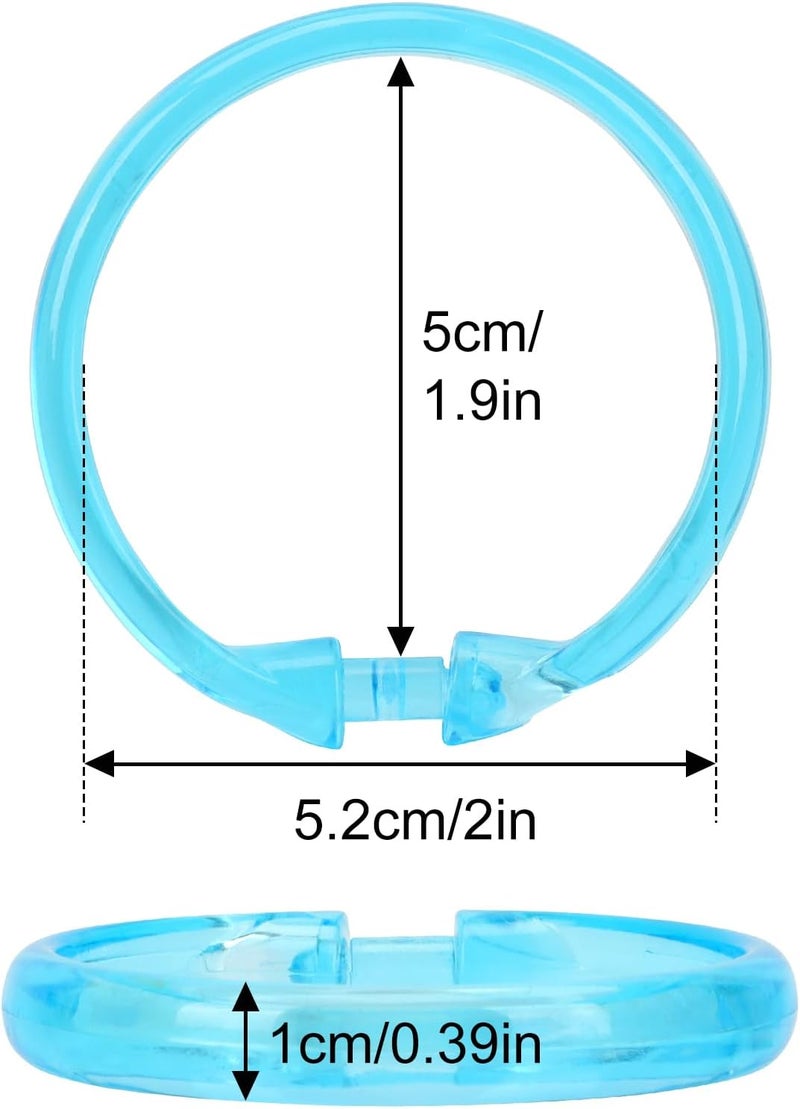 Qulable Blue Shower Curtain Hooks - 12 Pcs Circular Plastic Shower Curtain Rings for Bathroom - O Shaped Transparent Aqua Blue Shower Hooks Rings for Shower Curtain Rod - Image 4