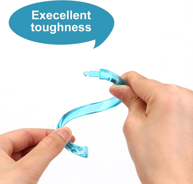 Qulable Blue Shower Curtain Hooks - 12 Pcs Circular Plastic Shower Curtain Rings for Bathroom - O Shaped Transparent Aqua Blue Shower Hooks Rings for Shower Curtain Rod - Image 2