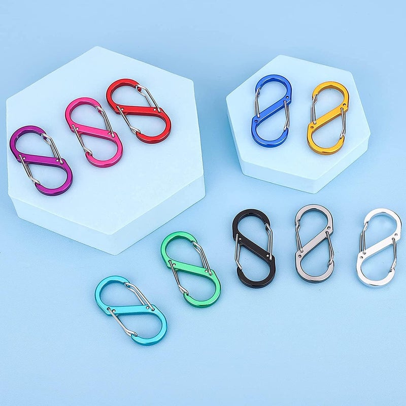 Kidultz (Pack of 5) Carabiner Clip Snap Hooks Lightweight Aluminum S-Type Dual Locking Clips Carabiner Keychain for Hiking Backpack Outdoor Camping Buckle (Black) - Image 2