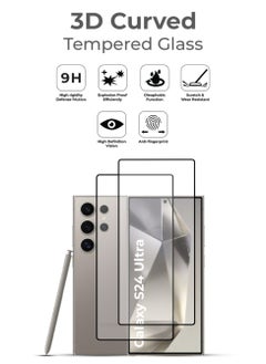 glassology Samsung Galaxy S24 Ultra Screen Protector 2 Pack - 6.7'' with Easy Installation Frame High-Grade Shockproof Protection Anti-Fingerprint & Smudge HD Clarity  - Image 2