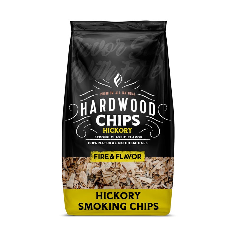 Fire & Flavor Fire  Flavor Premium All Natural Wood Chips for Smoker  Wood Chips for Smoking  Smoker Wood Chips  Smoker Accessories Gifts for Men and Women  Hickory  2lbs 