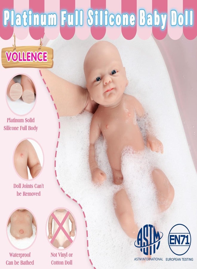 Vollence 14 inch Full Body Silicone Baby Dolls,Not Vinyl Dolls,Soft Realistic Real Silicone Baby Doll Bald, Lifelike Newborn Platinum Silicone Baby Doll - Girl - Image 3