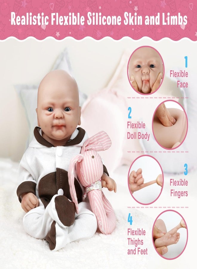 Vollence 14 inch Full Body Silicone Baby Dolls,Not Vinyl Dolls,Soft Realistic Real Silicone Baby Doll Bald, Lifelike Newborn Platinum Silicone Baby Doll - Girl - Image 4