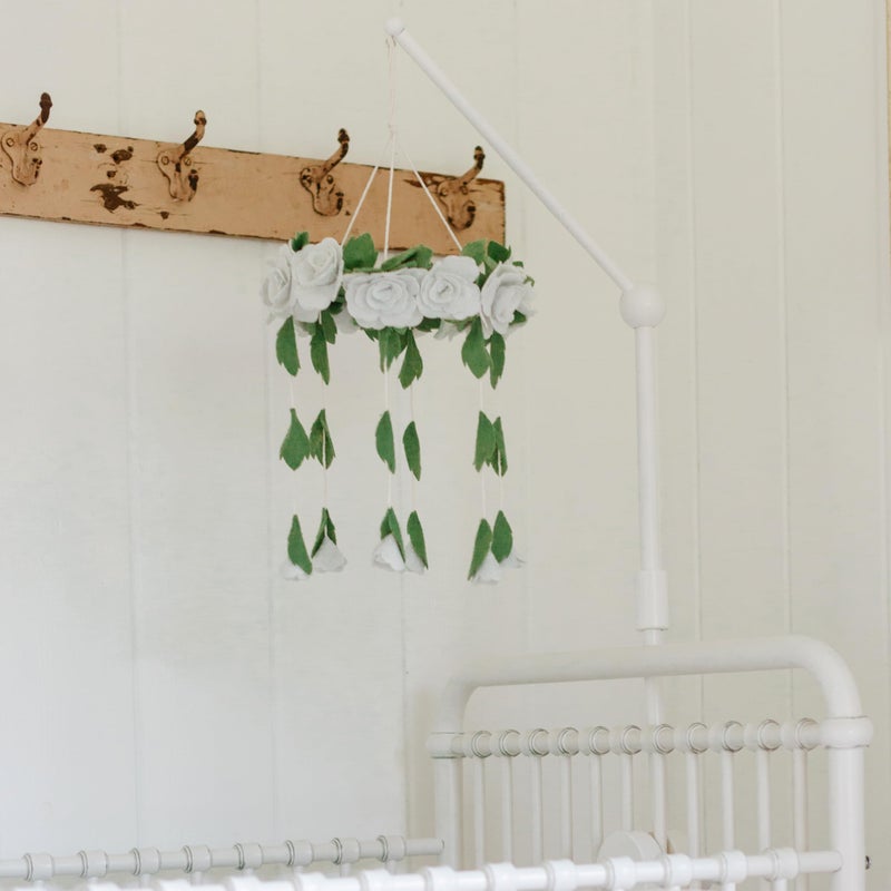 Sorrel + Fern Baby Crib Mobile Arm Wooden Holder - Baby Mobile Hanger for Crib (31 inch, 100% Natural Beech Wood) Strong Anti Slip - Nursery Decor & Gift Accessories (White) - Image 3