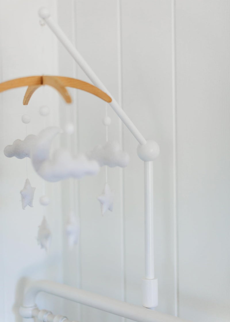 Sorrel + Fern Baby Crib Mobile Arm Wooden Holder - Baby Mobile Hanger for Crib (31 inch, 100% Natural Beech Wood) Strong Anti Slip - Nursery Decor & Gift Accessories (White) - Image 5