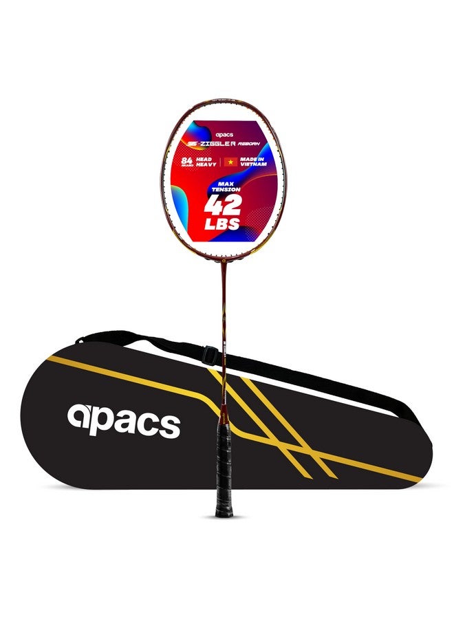 Apacs أباكس زد-زيغلر ريبورن (غير مشدود، 42 رطل توتر عالي) أقصى طاقة وقوة | عمود نحيف | صنع في فيتنام | مضرب بادل مصنوع من الجرافيت الياباني 100% مع غلاف كامل مجاني (مارون) - Image 1