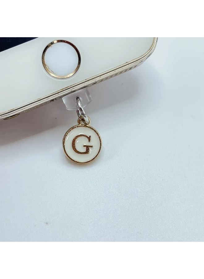 Letter G Dust Plug For iPhone White Alloy Port Protector - Image 1