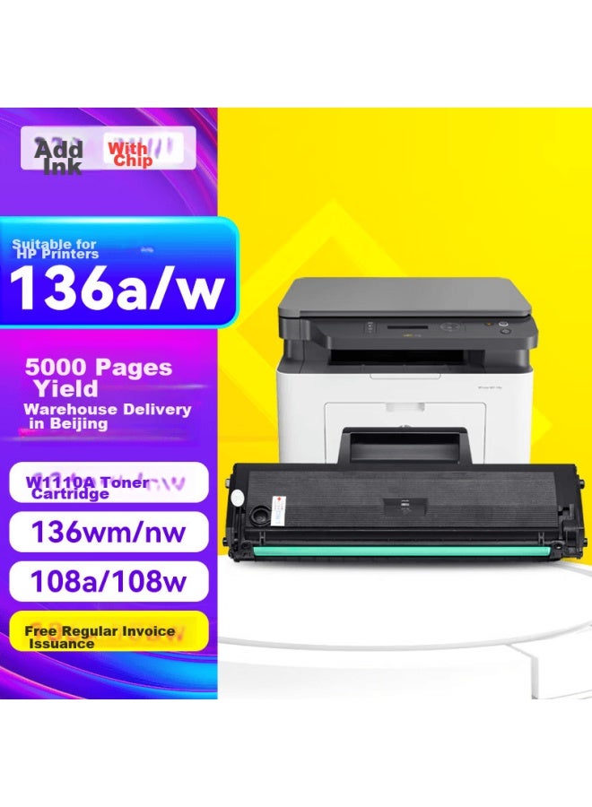 Tianmo Compatible With Hp Laser Mfp 136a Toner Cartridge, 136wm, 136w Printer Toner Cartridge, 136nw Ink Cartridge, 108a Toner Cartridge, 108w Toner Cartridge, W1110a Drum Unit, Easy-to Consumables - Image 1