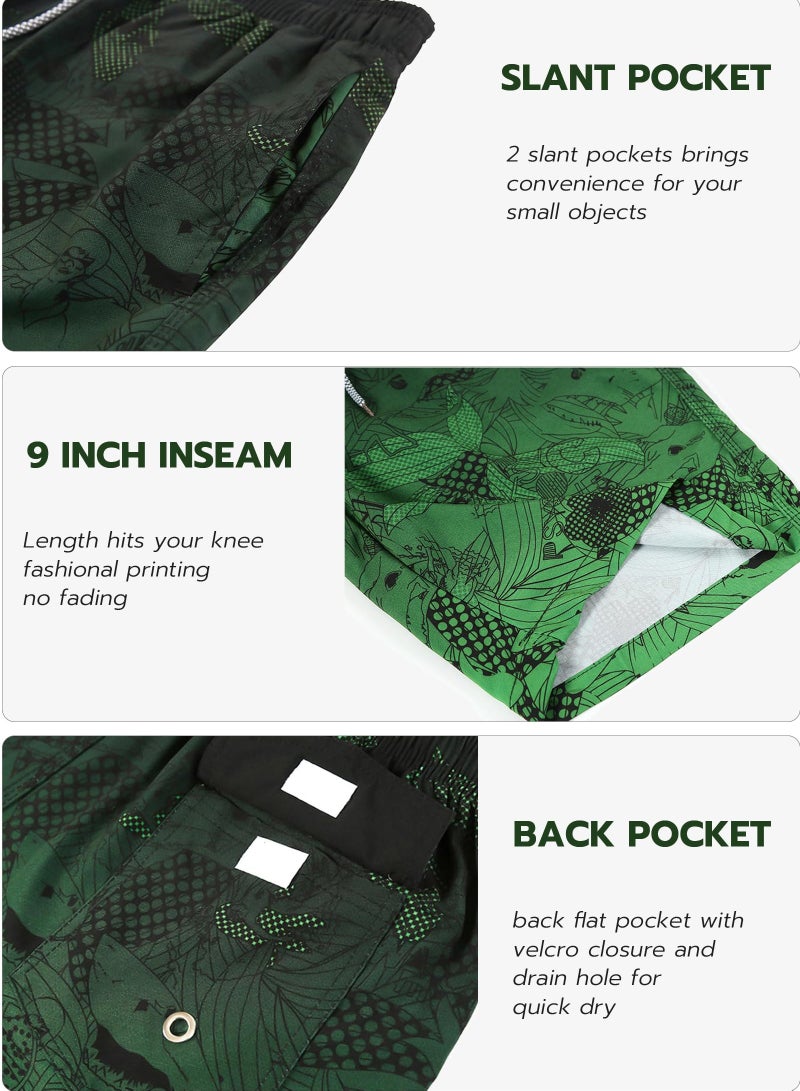 SYOSI Men's Swim Trunks 9" Quick Dry Bathing Suit Big & Tall Beach Swimsuits L - Image 3