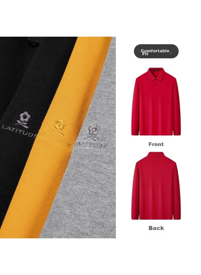 مونتاجوت Montagut Polo طويل الأكمام للرجال، لفصل الربيع، ياقة مقلوبة، قطن شينجيانغ، لطيف على البشرة، تي شيرت كاجوال للعمل، رمادي، 3xl - Image 5