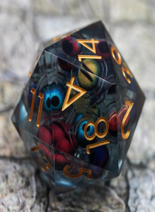 Maywin Dungeons and Dragons DND Dice D20, Moving Eyeball Liquid Core Dice Set D&D 33MM Oversized D20 Single Sharp Edge Resin dice with Gift Case, Polyhedral Dice for Role Playing Game - Image 2