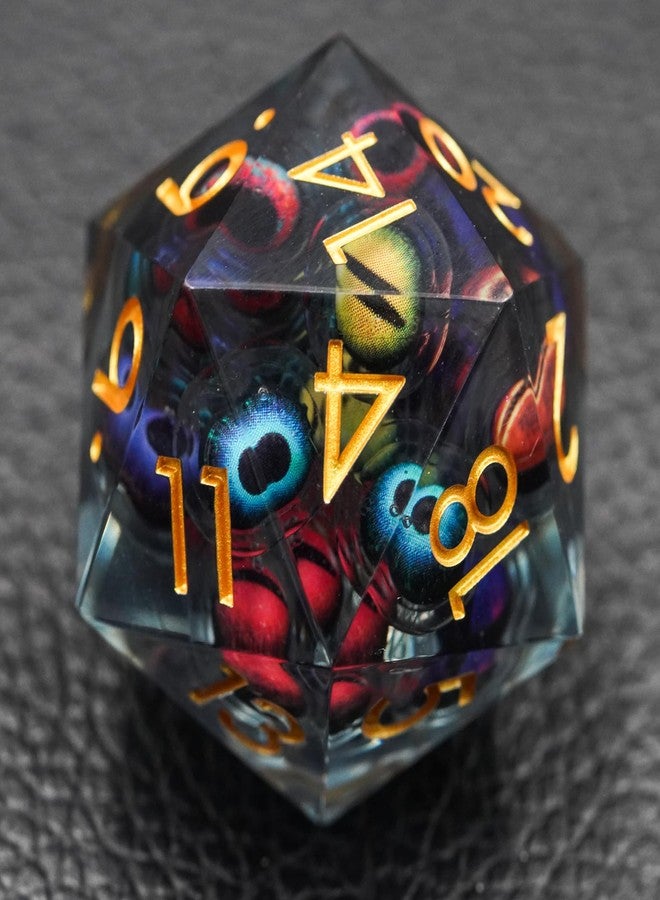 Maywin Dungeons and Dragons DND Dice D20, Moving Eyeball Liquid Core Dice Set D&D 33MM Oversized D20 Single Sharp Edge Resin dice with Gift Case, Polyhedral Dice for Role Playing Game - Image 1