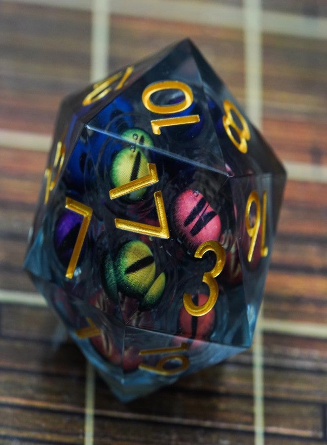 Maywin Dungeons and Dragons DND Dice D20, Moving Eyeball Liquid Core Dice Set D&D 33MM Oversized D20 Single Sharp Edge Resin dice with Gift Case, Polyhedral Dice for Role Playing Game - Image 4