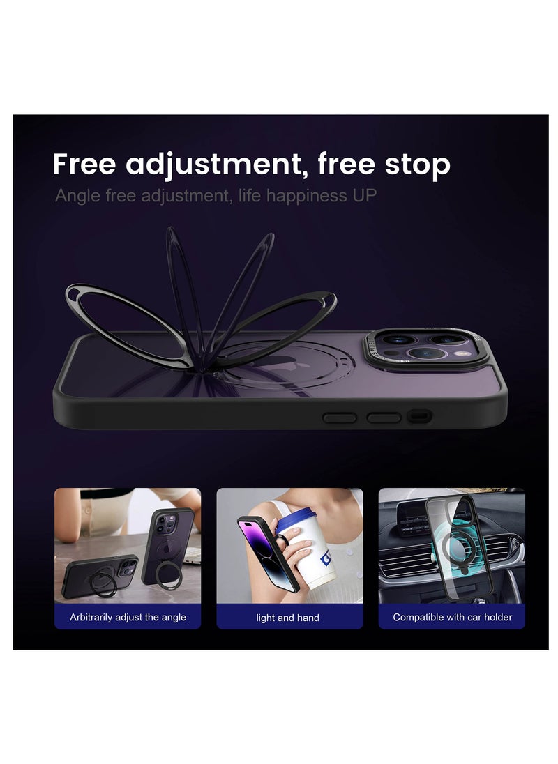 Anmi - magnetic aluminum stand case for iphone 14 pro max 6.7" Black - Image 1