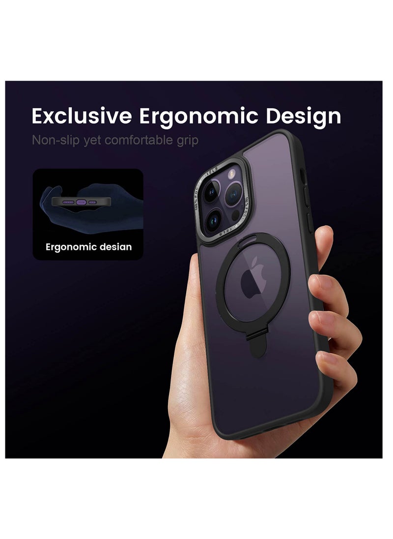 Anmi - magnetic aluminum stand case for iphone 14 pro max 6.7" Black - Image 1