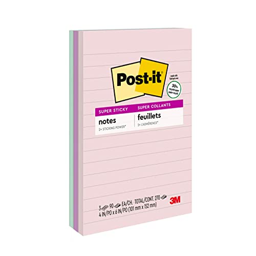 Post It ملاحظات بوست-إت الخضراء، 4x6 بوصة، 5 دفاتر، الملاحظات اللاصقة المفضلة رقم 1 في أمريكا، رذاذ حلو، ألوان باستيل (وردي، أزرق، نعناعي، أصفر)، إزالة نظيفة، 100% مادة معاد تدويرها (5428-AP) - Image 1