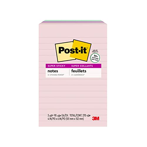 Post It ملاحظات بوست-إت الخضراء، 4x6 بوصة، 5 دفاتر، الملاحظات اللاصقة المفضلة رقم 1 في أمريكا، رذاذ حلو، ألوان باستيل (وردي، أزرق، نعناعي، أصفر)، إزالة نظيفة، 100% مادة معاد تدويرها (5428-AP) - Image 5