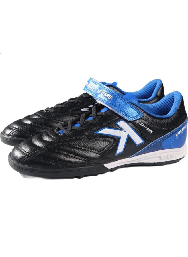 Kelme Youth Tf Turf Soccer Cleats, Competition Student Non-Slip Wear-Resistant Football Shoes For Men, Black/Blue, Size 39 - Image 1