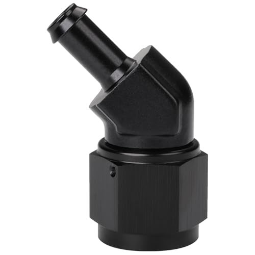 Podavelle 10AN Female to 38 Barb 45 Degree Hose Fitting Adapter Swivel Aluminum Black - Image 1