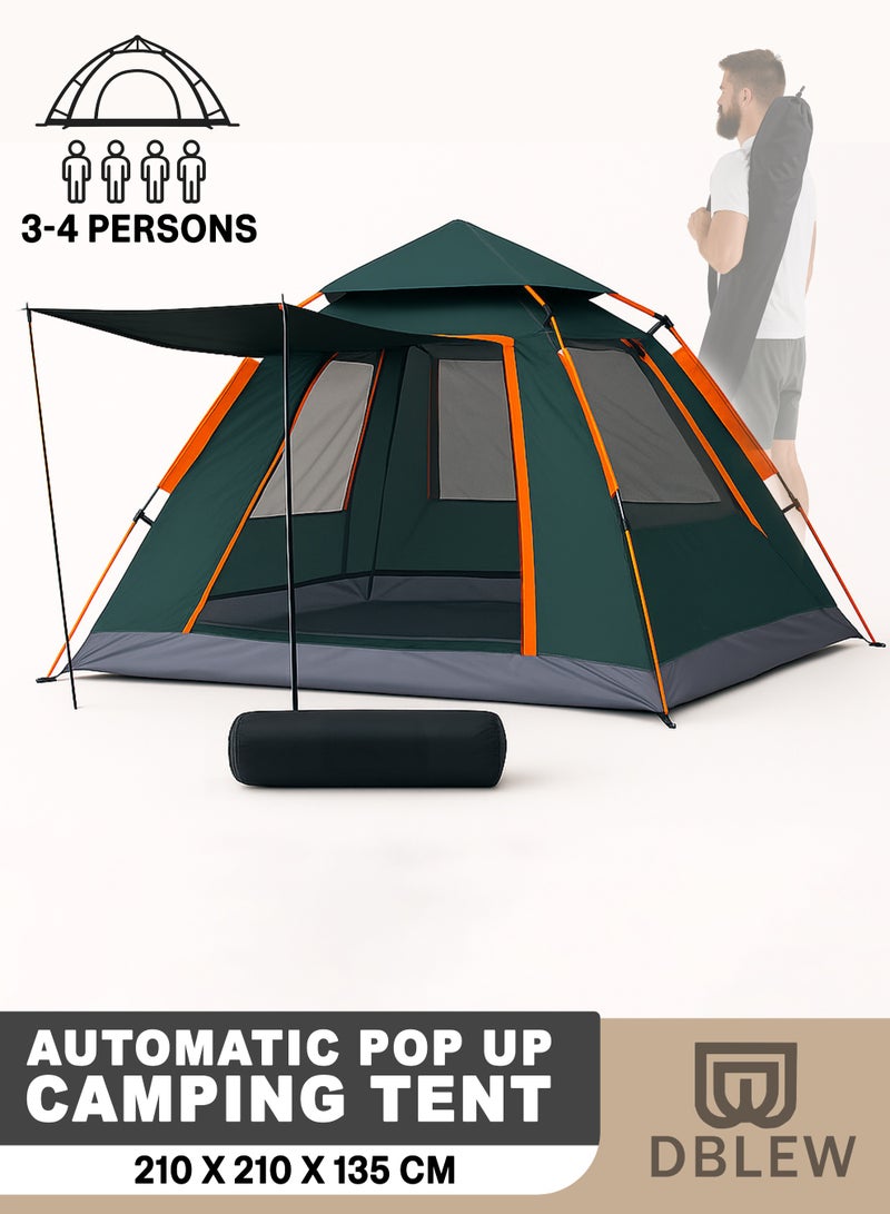 دي بلو خيمة تخييم أوتوماتيكية قابلة للطي | تتسع من ٣ إلى ٤ أشخاص | مقاومة للماء، جيدة التهوية، سهلة التركيب | ٢١٠×٢١٠×١٣٥ سم - Image 1