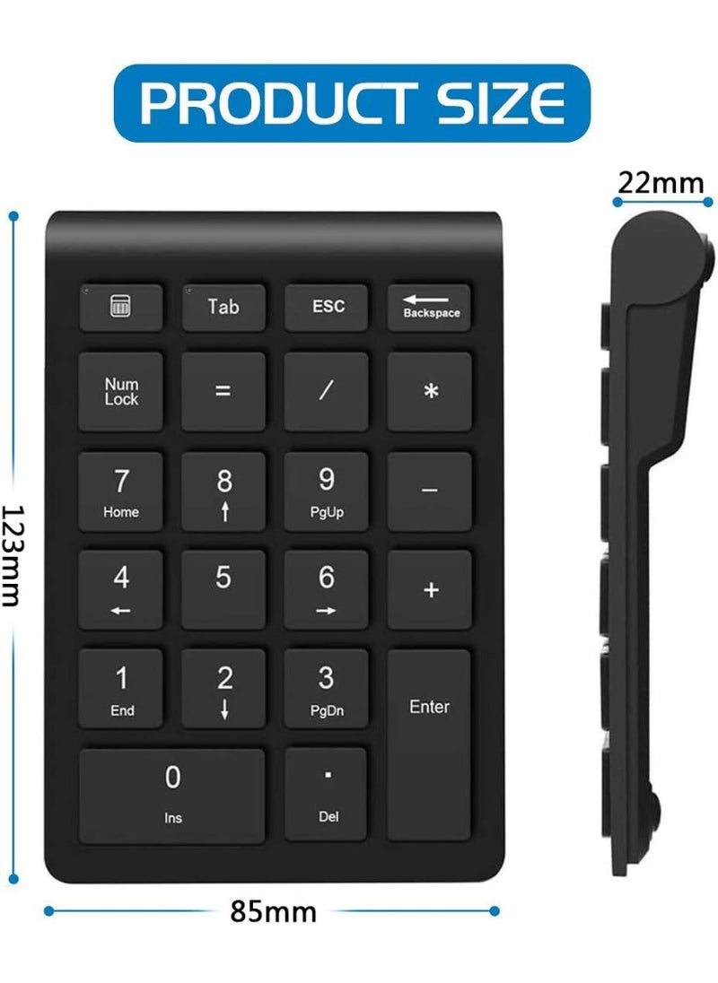 Portable Wireless Number Pads with 22 Keys for Laptop/Desktop/Surface Pro/Notebook (2.4 GHz)