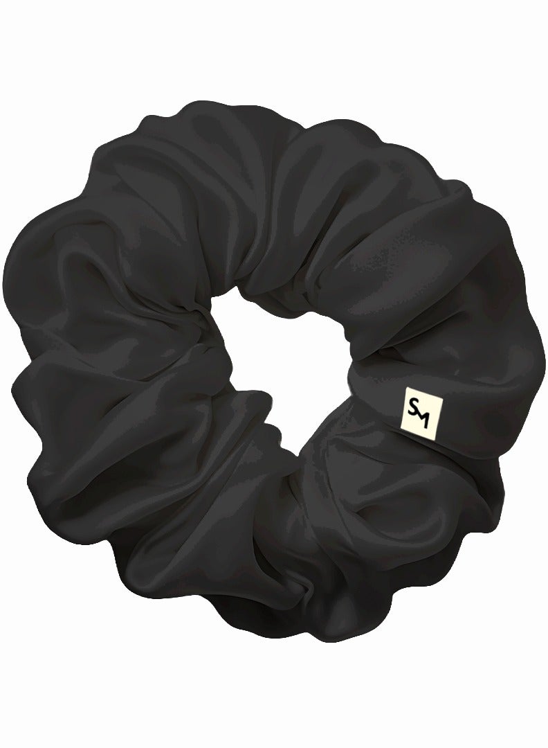 SILK ME Pure Mulberry Silk Scrunchie Black - Image 1