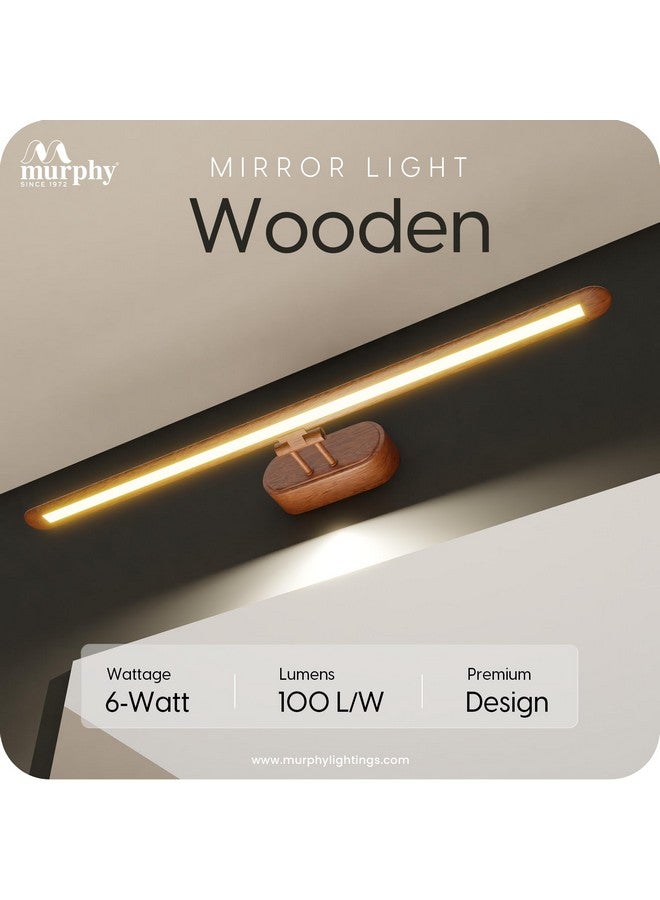 Murphy 6W 3-in-1 Color Chnaging Wooden Finish LED Mirror Picture Wall Light,Bathroom Vanity Led Mirror Light with 2 Year Warranty (Cool White/Warm White/Natural White)-Pack of 5 - Image 2
