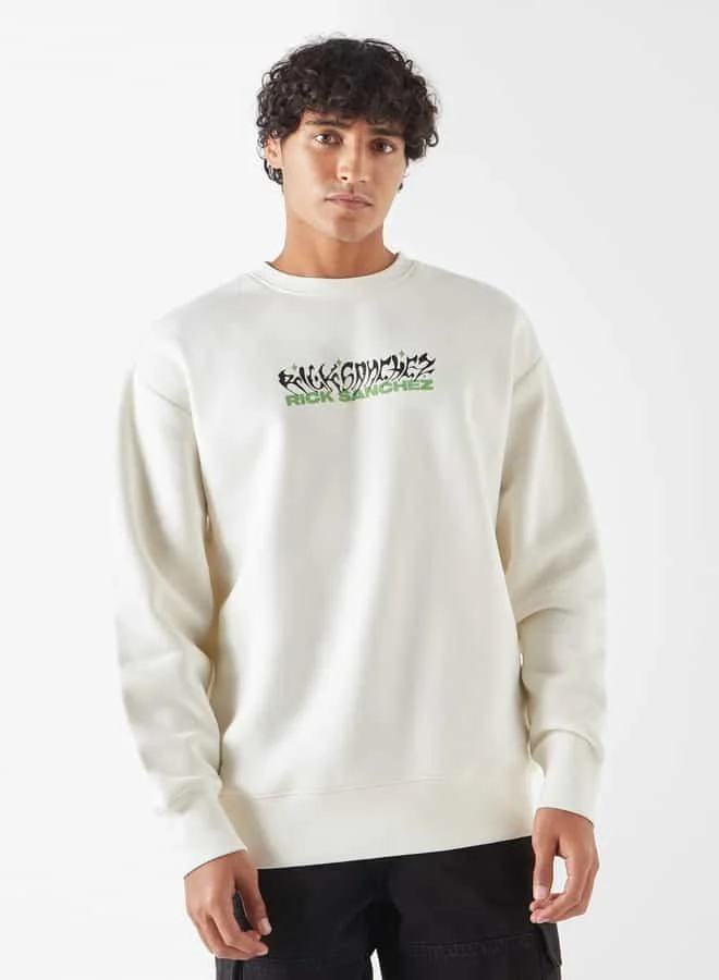 SP Characters Rick Sanchez Print Sweatshirt with Long Sleeves