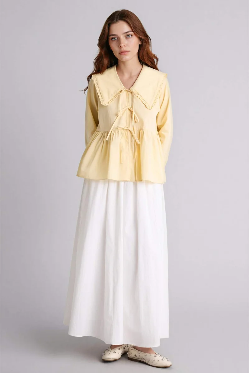 ديفاكتو A Cut Poplin Skirt