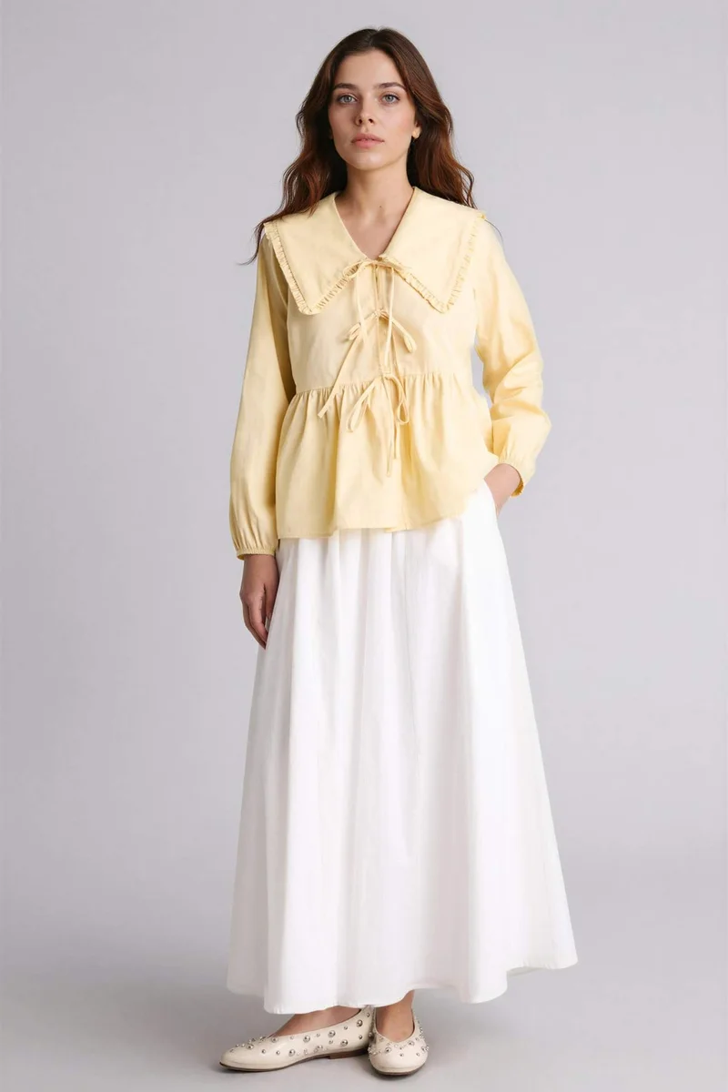 ديفاكتو A Cut Poplin Skirt