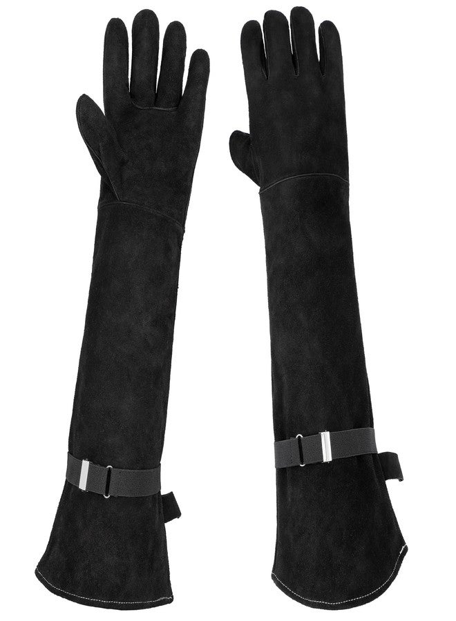 ENPOINT Animal Handling Gloves Bite Proof, Thickened Leather Cat Gloves for Scratching, Falconry Gloves Welding Gloves 23.6 inch Black - Image 1