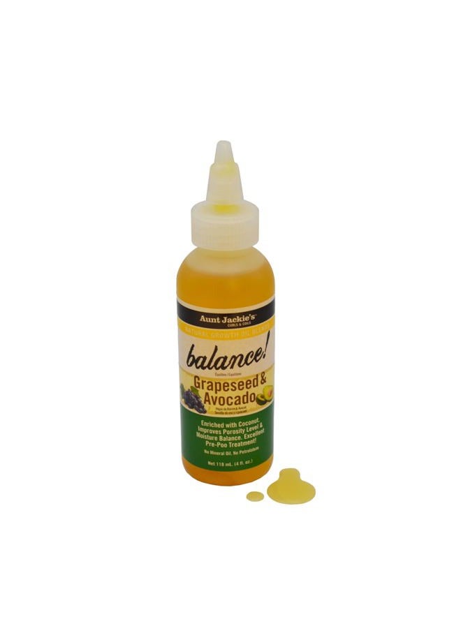 Aunt Jackie's Natural Growth Oil Blends Balance - Grapeseed and Avocado, Pre-Shampoo Treatment, Improves Porosity and Moisture Balance, 4 oz - Image 3