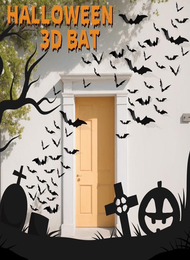 FANDAMEI 140PCS Bats Halloween Decoration, 5 Sizes Bats Wall Decor Party, 3D Bat Wall Decor for Halloween Decorations Indoor Outdoor. Black Sticky Bats Home, Bat Stickers for Window(140PCS) - Image 5