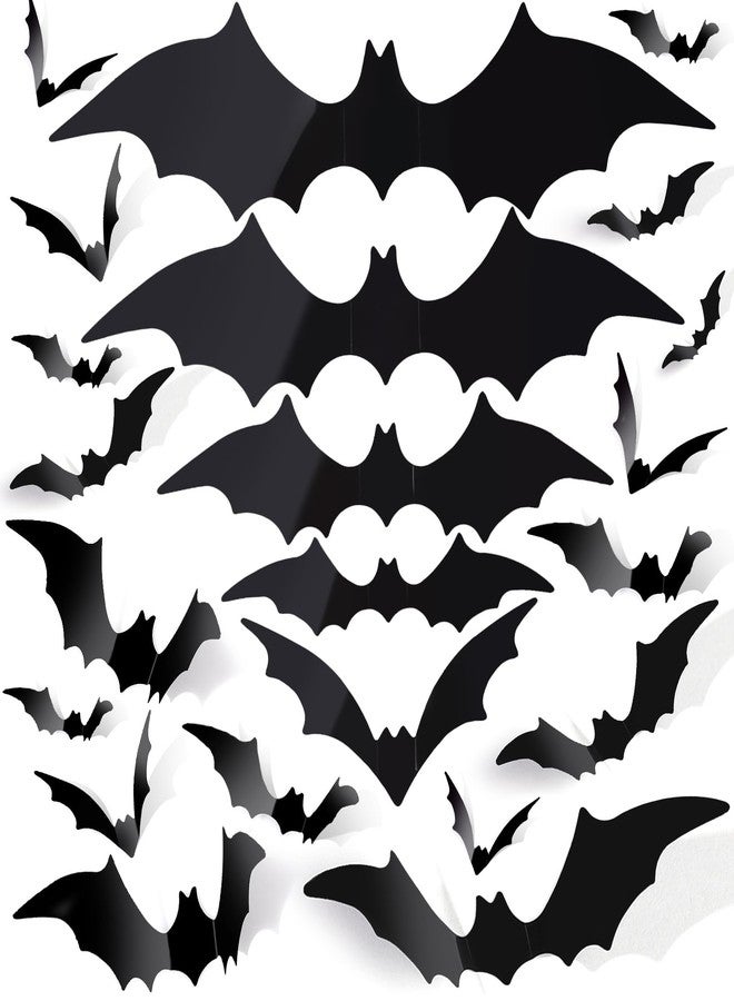 FANDAMEI 140PCS Bats Halloween Decoration, 5 Sizes Bats Wall Decor Party, 3D Bat Wall Decor for Halloween Decorations Indoor Outdoor. Black Sticky Bats Home, Bat Stickers for Window(140PCS) - Image 1