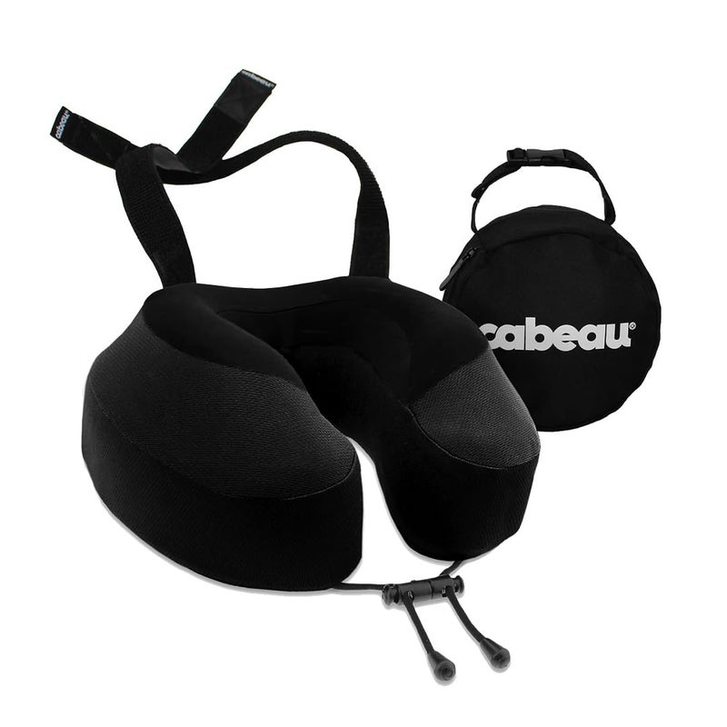 Cabeau Airplane Travel Pillow for Long Flights - Evolution S3 - Supportive Memory Foam with Seat Straps to Secure Your Head and Neck and Provides 360Â° Support (Jet Black) - Image 1