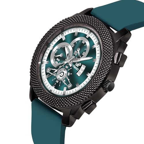 PIRASO Turquoise Date Dial Analog Watch & Turquoise Silicone Strap Watch for Men - Image 2