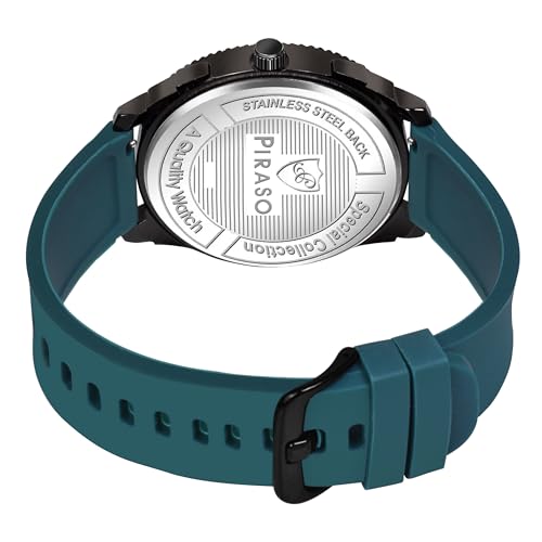 PIRASO Turquoise Date Dial Analog Watch & Turquoise Silicone Strap Watch for Men - Image 4