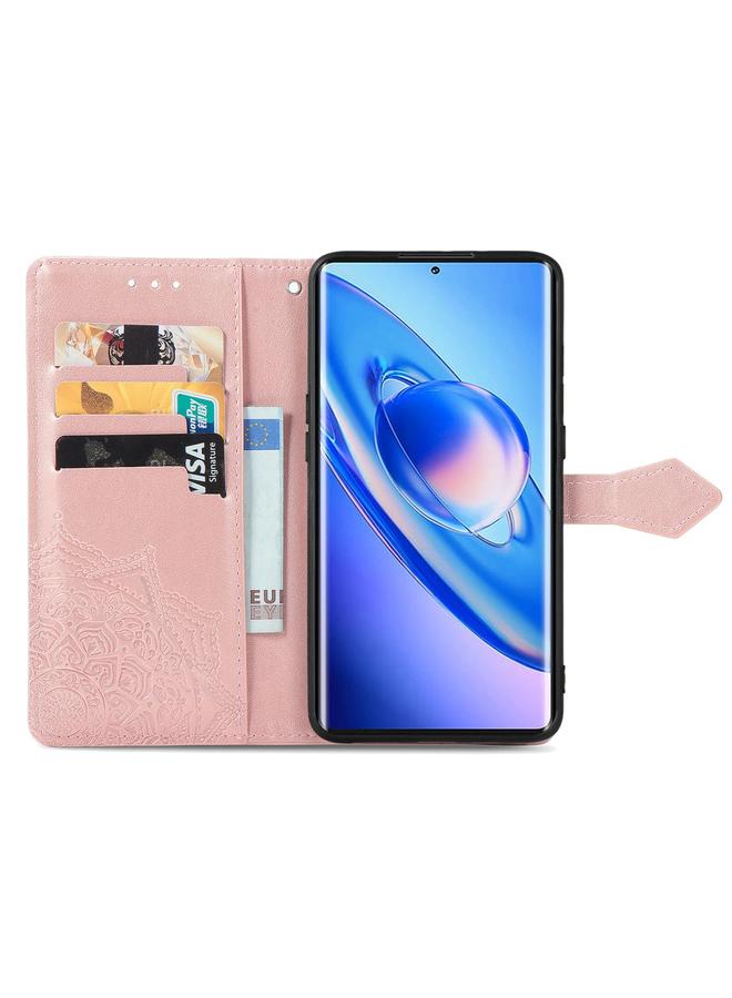 اس-توب جراب لهاتف Blackview A200 Pro مصنوع من الجلد المنقوش بزهرة ماندالا - Image 3