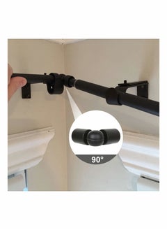 Y&D Heavy Duty Hinged Elbow Connector, 2 Pack Curtain Rod Corner Connector for 1 Inch Bay Window Rods, Black  - Image 4
