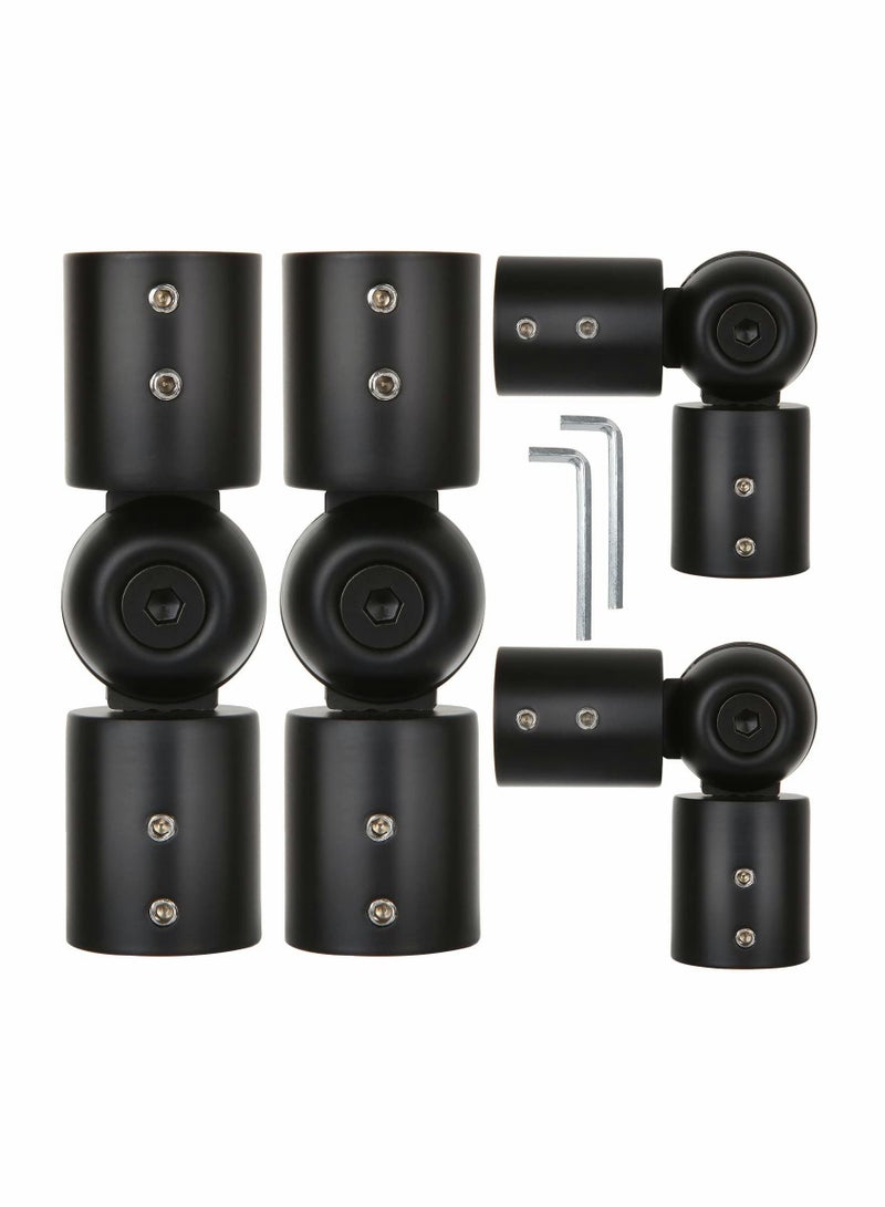 Y&D Heavy Duty Hinged Elbow Connector, 2 Pack Curtain Rod Corner Connector for 1 Inch Bay Window Rods, Black - Image 1