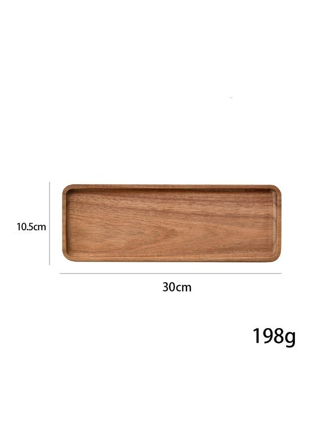 صينية تقديم من خشب القهوة تقدم الشاي والقهوة أو الإفطار في السرير صينية تقديم خشبية كلاسيكية مزخرفة مستطيلة باللون البني 30X10.5X2 سم - Image 2