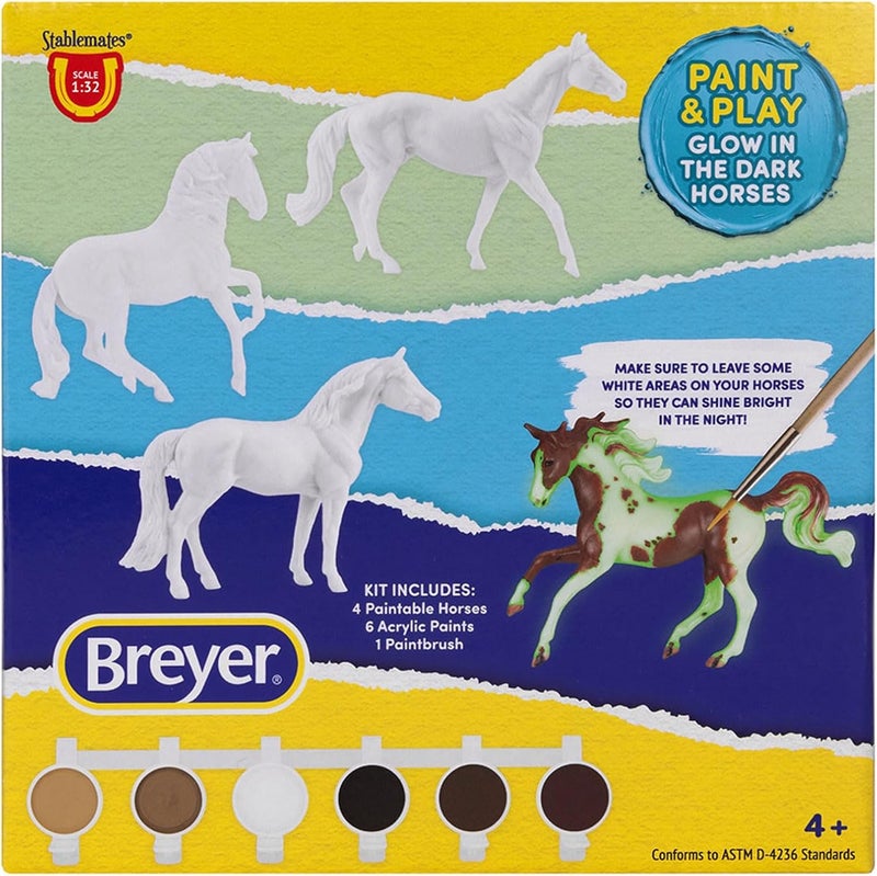 Breyer مجموعة خيول بريير ستابل ميتس باينت تتألق في الظلام 5 قطع مقياس 132 نموذج BCR10375 - Image 2